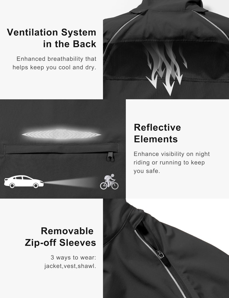 Little Donkey Andy Women's Quick-Dry Running Jacket Convertible UPF 50+ Cycling Jacket Windbreaker with Removable Sleeves Black Size S - Image 5